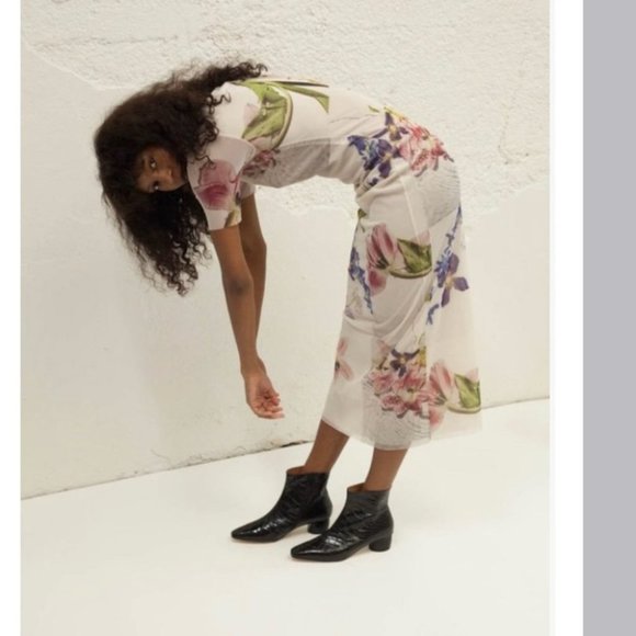 GANNI Printed Bold Floral Mesh Maxi Dress - Picture 4 of 14